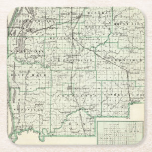 Karte von Green County und von Carrollton Rechteckiger Pappuntersetzer