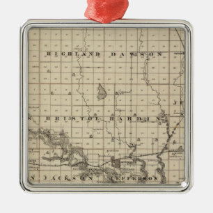 Karte von Greene County, Staat von Iowa Silbernes Ornament