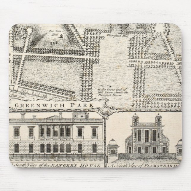Karte von Greenwich-Park Mousepad (Vorne)