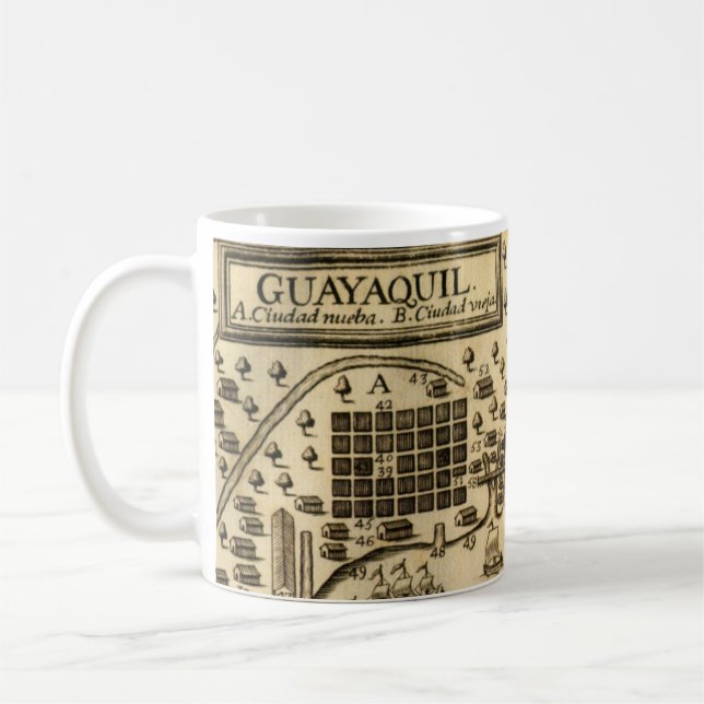 Karte von Guayaquil, Ecuador (1741) Tasse (Links)
