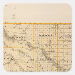 Karte von Guthrie County, Staat von Iowa Quadratischer Aufkleber