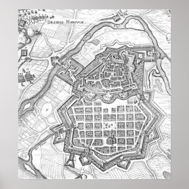 Karte von Hanau, 1636 Poster (Vorne)