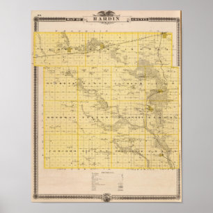Karte von Hardin County, Staat von Iowa Poster