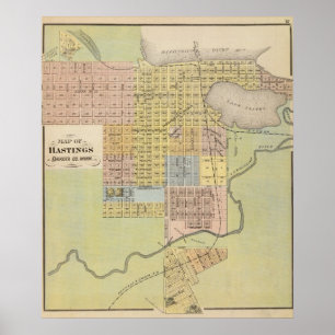 Karte von Hastings, Dakota Landkreis, Minnesota Poster