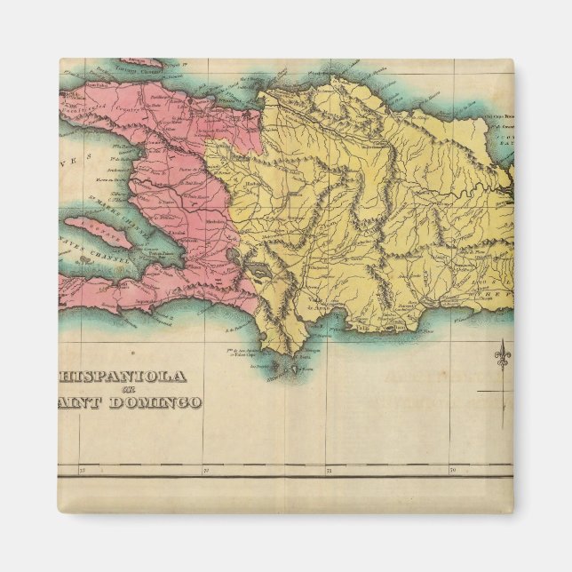 Karte von Hispaniola oder St Domingo Magnet (Vorne)
