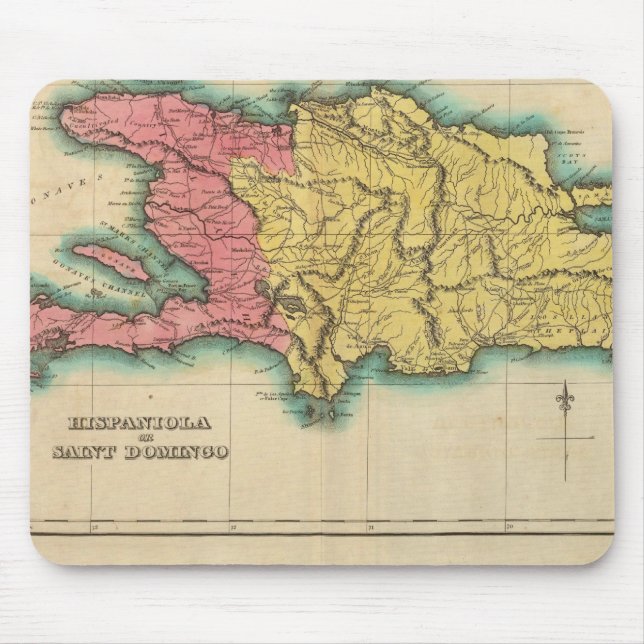 Karte von Hispaniola oder St Domingo Mousepad (Vorne)