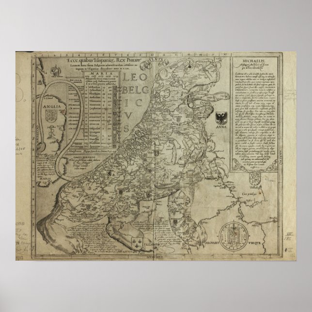 Karte von Holland 1583 - Leo Belgicus Poster (Vorne)