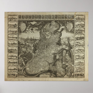 Karte von Holland 1609 - Claes Jansz Visscher Poster