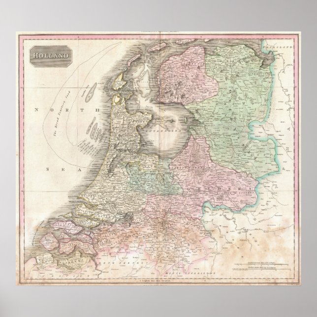 Karte von Holland 1818 - John Pinkerton Poster (Vorne)
