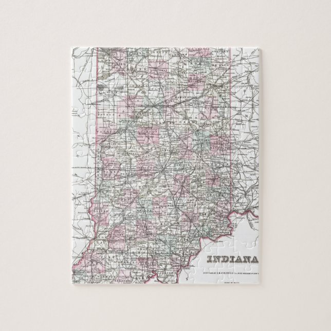 Karte von Indiana. Joseph Hutchins Colton (Vertikal)