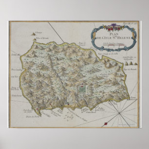 Karte von Insel von St. Helena Poster