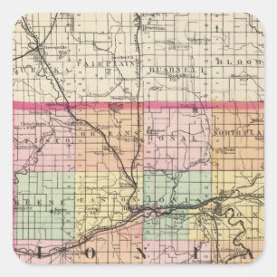 Karte von Ionia County, Michigan Quadratischer Aufkleber