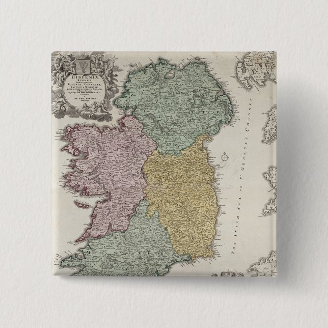 Karte von Irland die Provinzen von Ulster zeigend Button (Vorderseite)