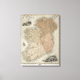 Karte von Irland, erschienenes c.1850 Leinwanddruck