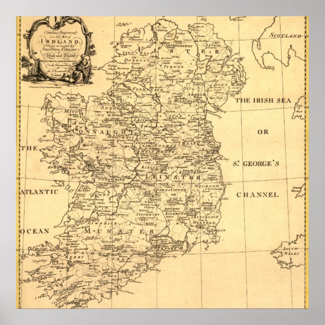 Karte von Irland, Familien von Irland und Englisch Poster (Vorne)