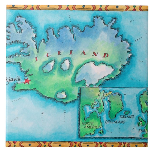 Karte von Island Fliese (Vorderseite)