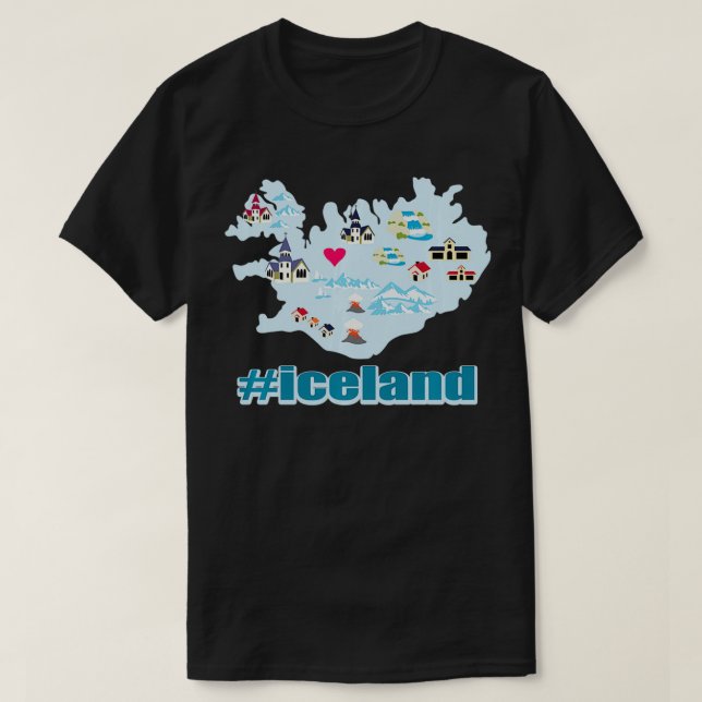 Karte von Island Funny Cool Viking Island T-Shirt (Design vorne)