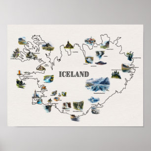 Karte von Island Poster