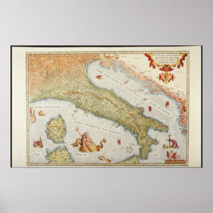 Karte von Italien im Jahre 1500 Poster