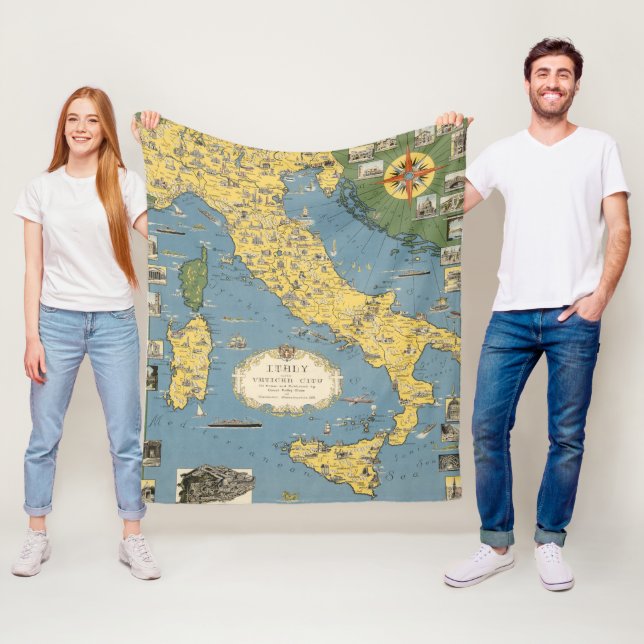 Karte von Italien mit Vatikanstadt Fleecedecke (Beispiel)