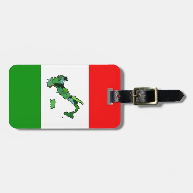 Karte von Italien und von italienischer Flagge Gepäckanhänger (Vorderseite horizontal)