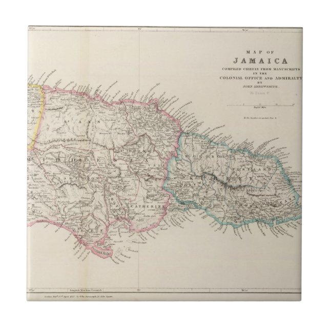 Karte von Jamaika Fliese (Vorderseite)