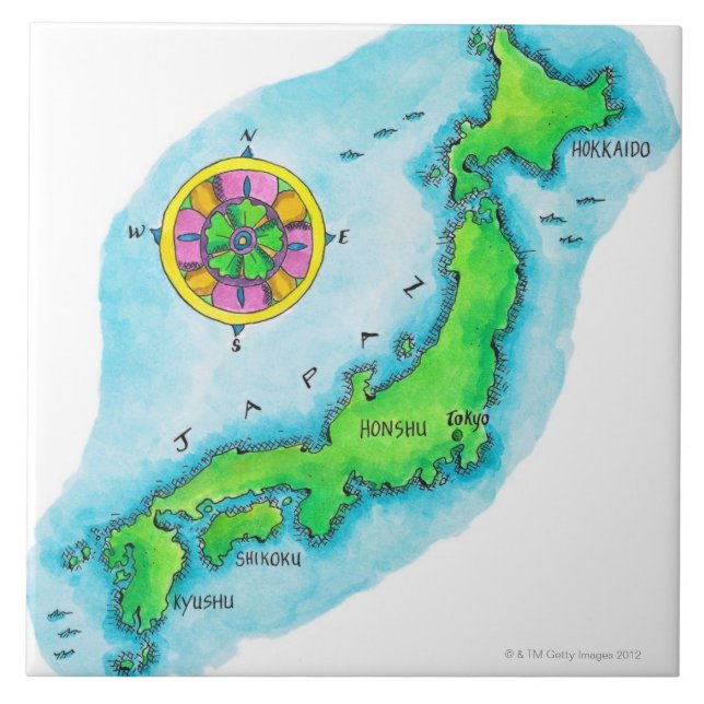 Karte von Japan Fliese (Vorderseite)