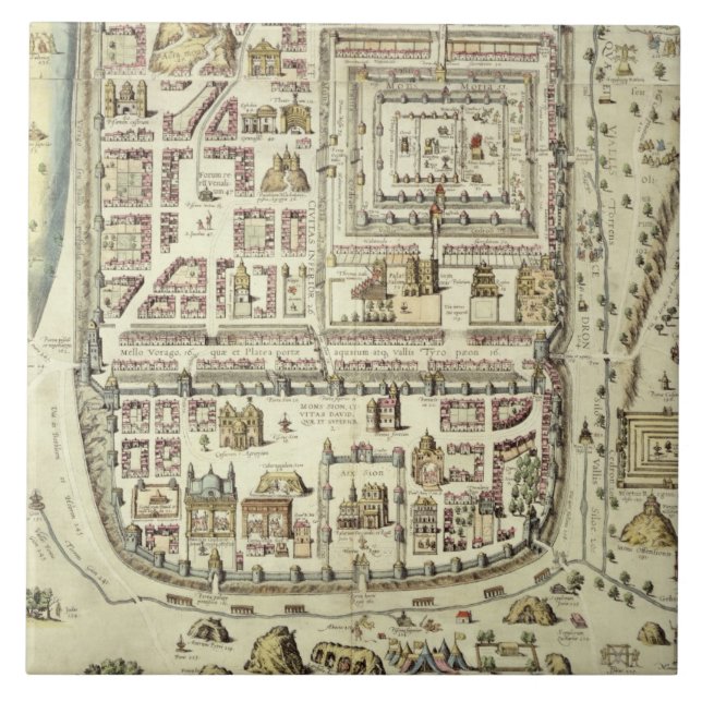 Karte von Jerusalem und von Umgebung, von 'C Fliese (Vorderseite)