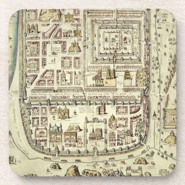 Karte von Jerusalem und von Umgebung, von 'C Getränkeuntersetzer (Vorderseite)