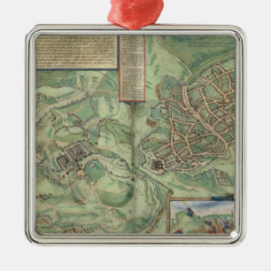 Karte von Jerusalem, von 'Civitates Orbis Terrarum Ornament Aus Metall