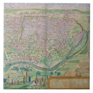 Karte von Kairo, von "Civitates Orbis Terrarum" vo Fliese