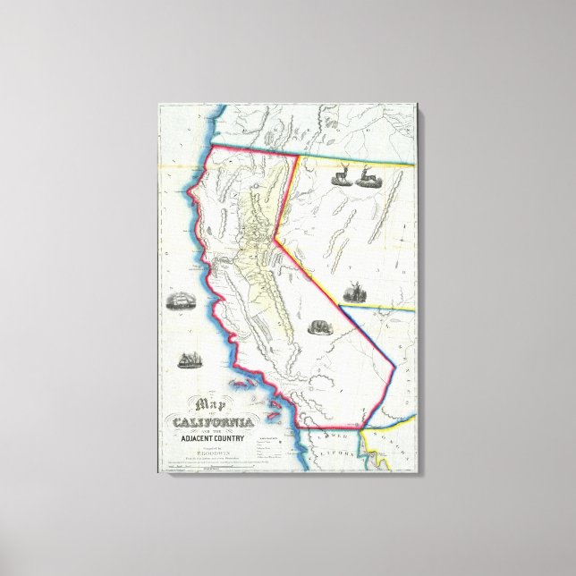 Karte von Kalifornien Leinwanddruck (Vorderseite)