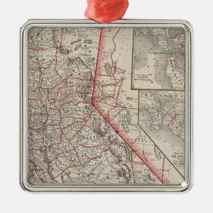 Karte von Kalifornien Silbernes Ornament