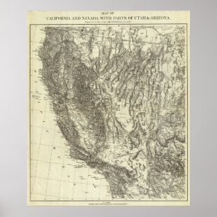 Karte von Kalifornien und Nevada Poster