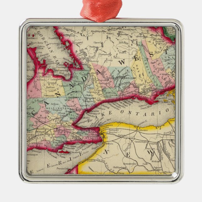 Karte von Kanada West in den Landkreisen Silbernes Ornament (Vorne)