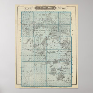 Karte von Kandiyohi Landkreis, Minnesota Poster