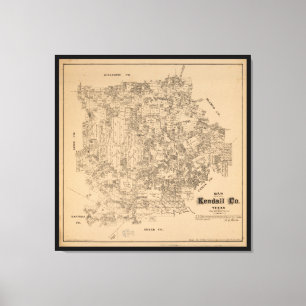 Karte von Kendall County, Texas (1879) Leinwanddruck