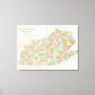 Karte von Kentucky & Tennessee Leinwanddruck