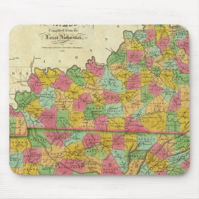Karte von Kentucky und Tennessee Mousepad (Vorne)