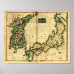 Karte von Korea und Japan 1815 Poster