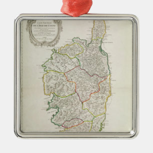 Karte von Korsika Silbernes Ornament