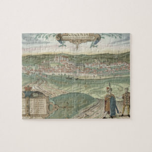 Karte von Krakau, von "Civitates Orbis Terrarum"