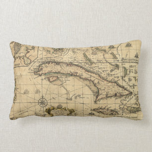 Karte von Kuba und umliegenden Meeren (1762) Lendenkissen