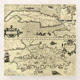 Karte von Kuba und von Hispaniola Glasuntersetzer