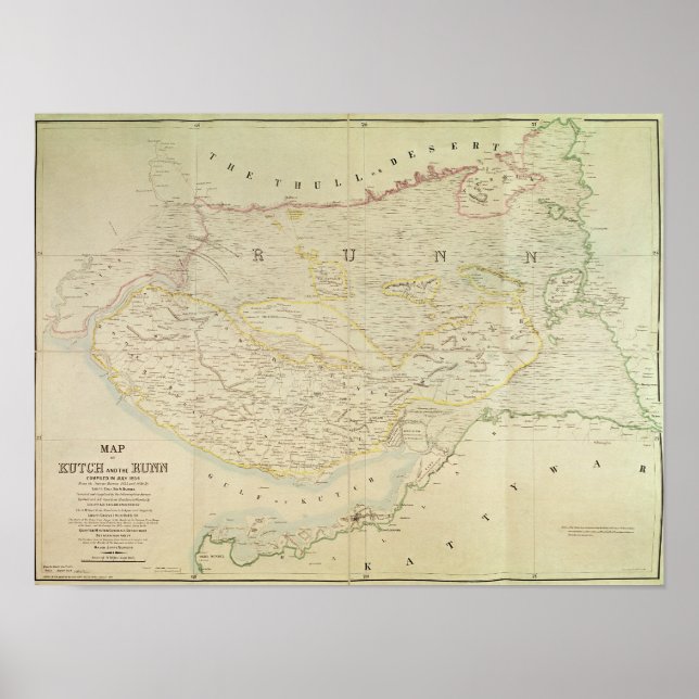 Karte von Kutch and Runn, Indien, 1854 Poster (Vorne)