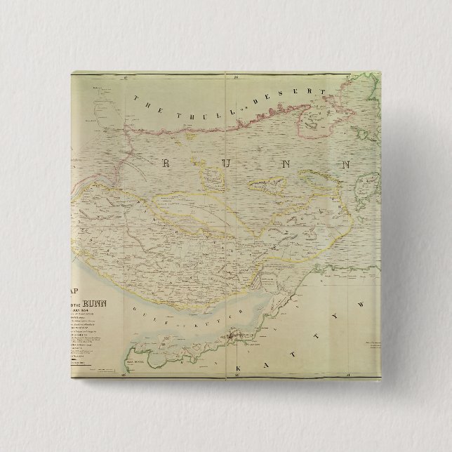 Karte von Kutch und von Runn, Indien, 1854 Button (Vorderseite)