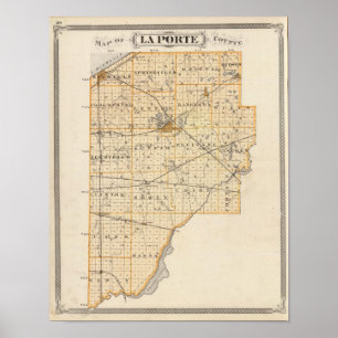 Karte von La Porte Landkreis Poster