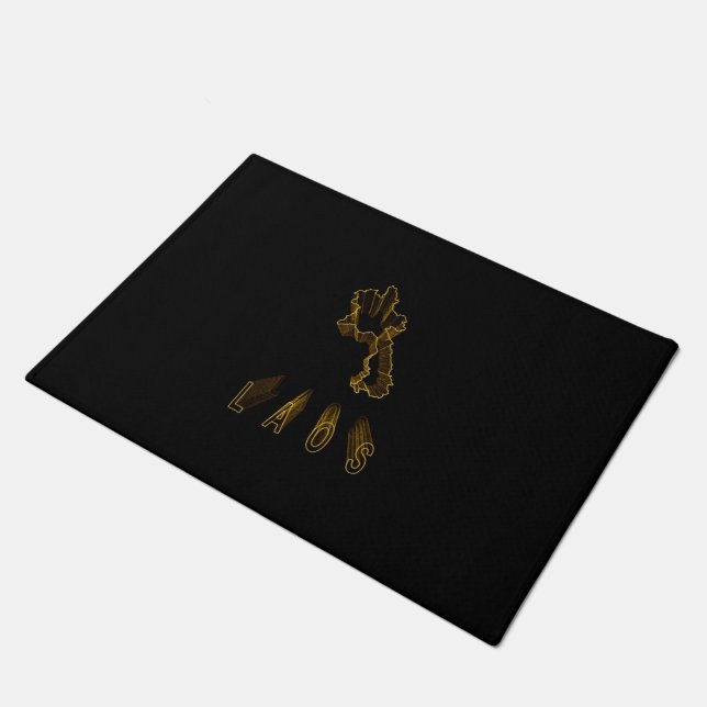 Karte von Laos, Goldkarte Fußmatte (Schrägansicht)