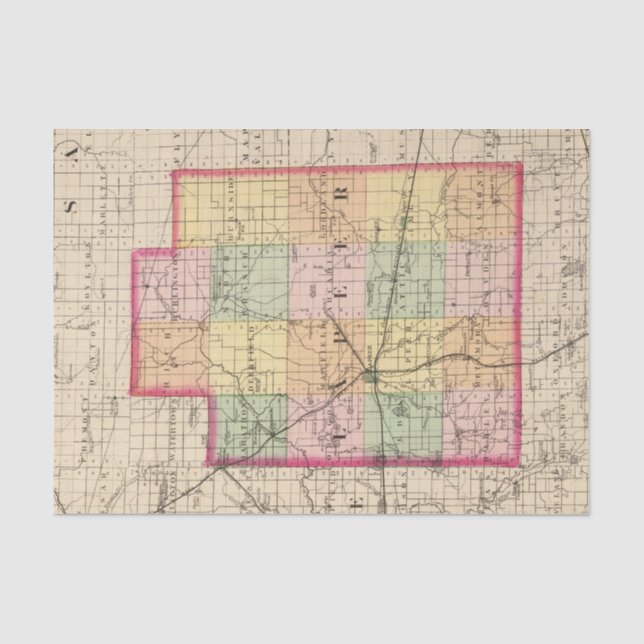 Karte von Lapeer County, Michigan Seidenpapier (Vorderseite)