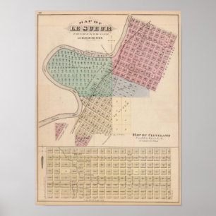 Karte von Le Sueur, Karte von Cleveland, Minnesota Poster